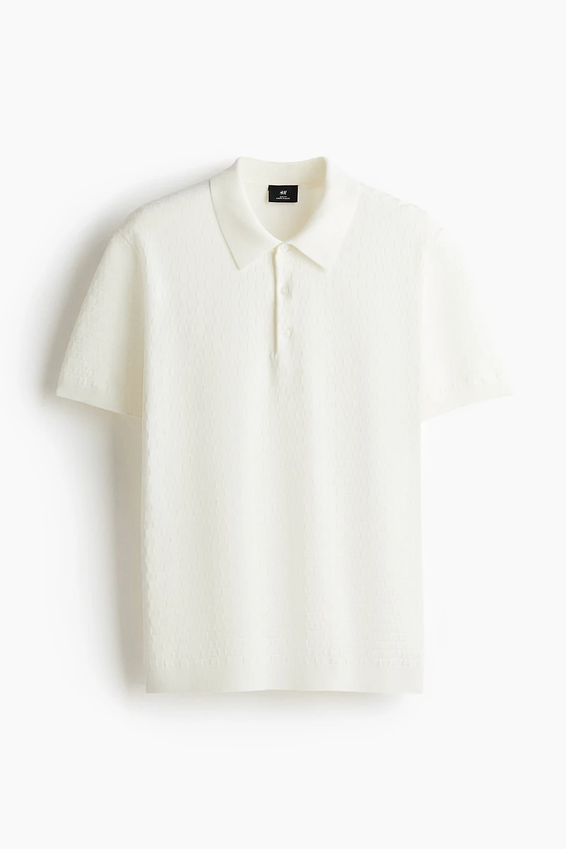 Slim-Fit Textured-Knit Polo Shirt