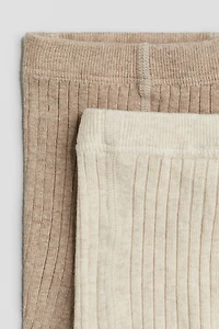 Lot de 2 collants en tricot côtelé
