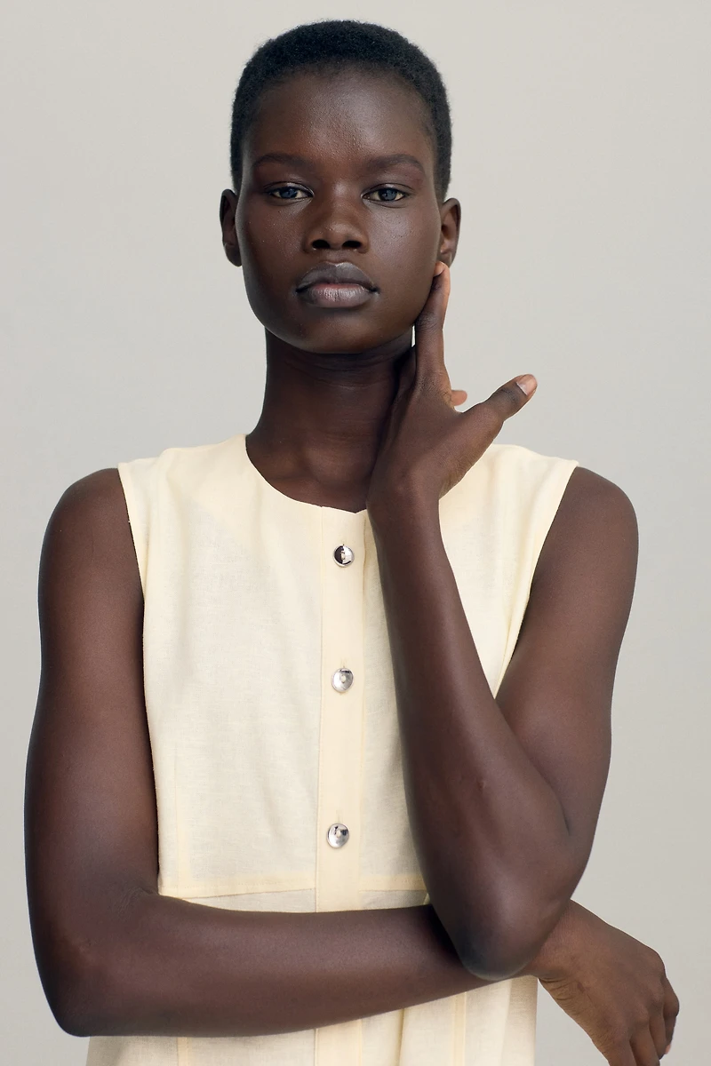 Linen-Blend Dress