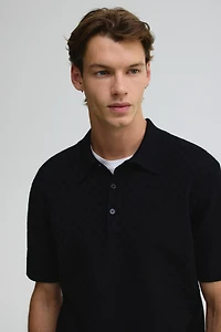 Slim-Fit Textured-Knit Polo Shirt