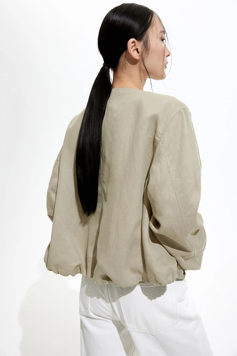 Linen-Blend Bomber Jacket