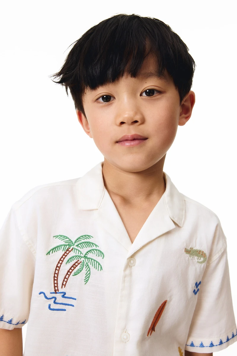 Embroidered cotton resort shirt