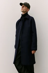 Manteau 3/4 coupe classique en laine mélangée