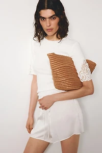 Haut côtelé avec dentelle