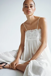 Embroidered-Detail Tie-Strap Dress