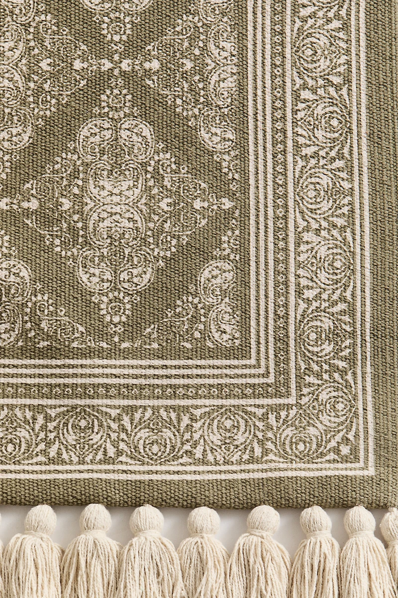 Patterned Rug with Fringe