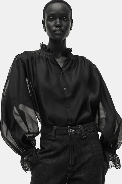 Blouse with Eyelet Embroidery