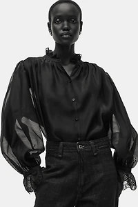 Blouse with Eyelet Embroidery