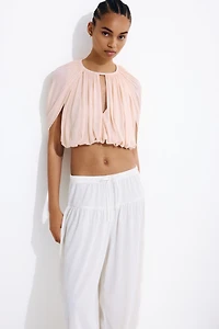 Fine-Knit Bubble-Hem Top