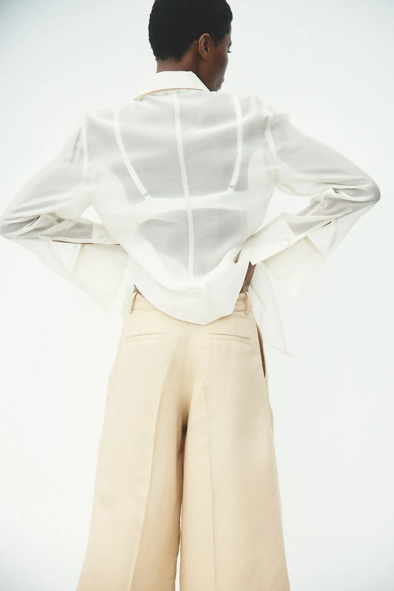Wide-Leg Linen-Blend Culottes