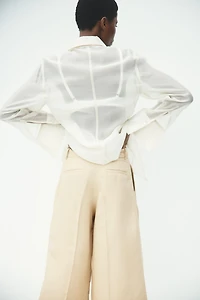 Wide-Leg Linen-Blend Culottes