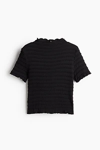 Smocked Top with Overlocked Trim