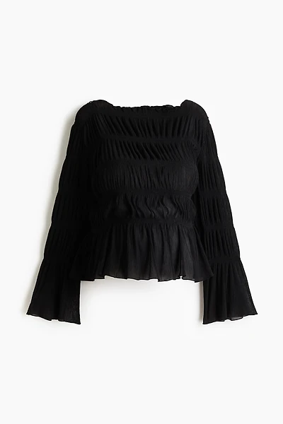 MAMA Boat-Neck Smocked Top