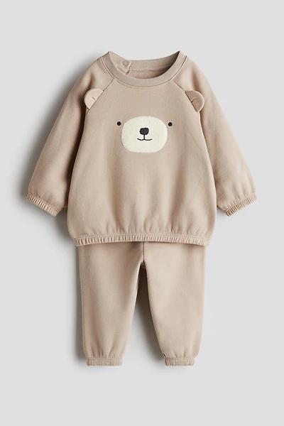 2-Piece Teddy-Detail Sweatshirt and Joggers Set