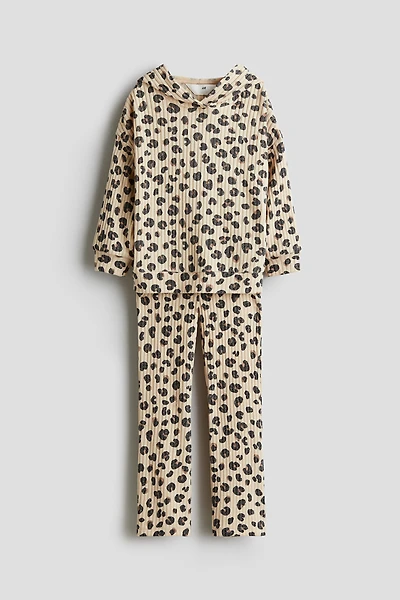 Ensemble 2 pièces en tricot côtelé et brossé