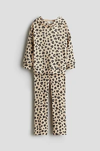 Ensemble 2 pièces en tricot côtelé et brossé