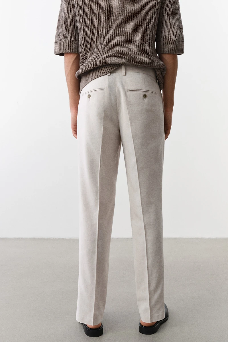 Pantalon de costume classique en lin mélangé