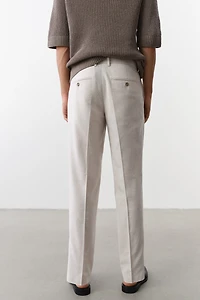 Pantalon de costume classique en lin mélangé