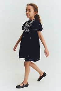 Embroidered-Detail Cotton Dress