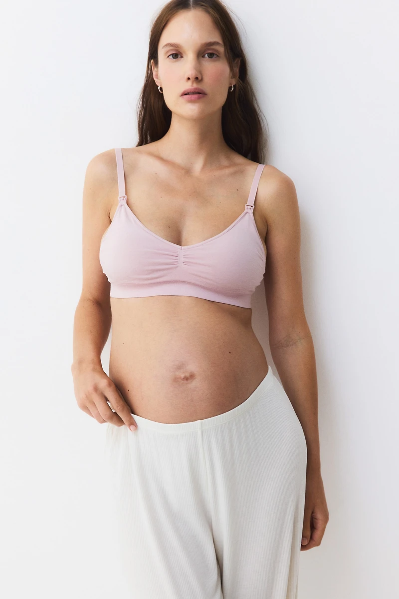 MAMA Seamless Padded Cotton-Blend Nursing Bra