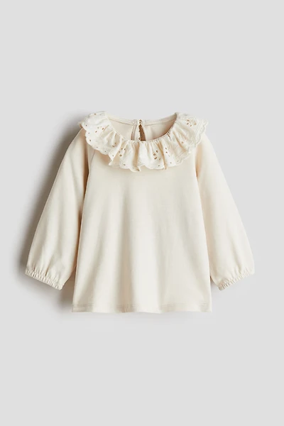 Top with Eyelet-Embroidered Collar