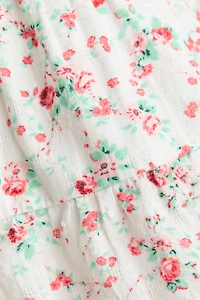 Puff-Sleeved Patterned Cotton Dress
