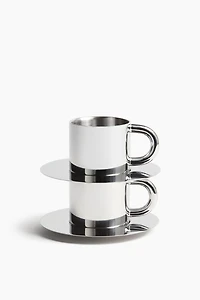 Stainless Steel Espresso Cup and Saucer