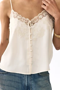 Embroidered-Detail Viscose Top