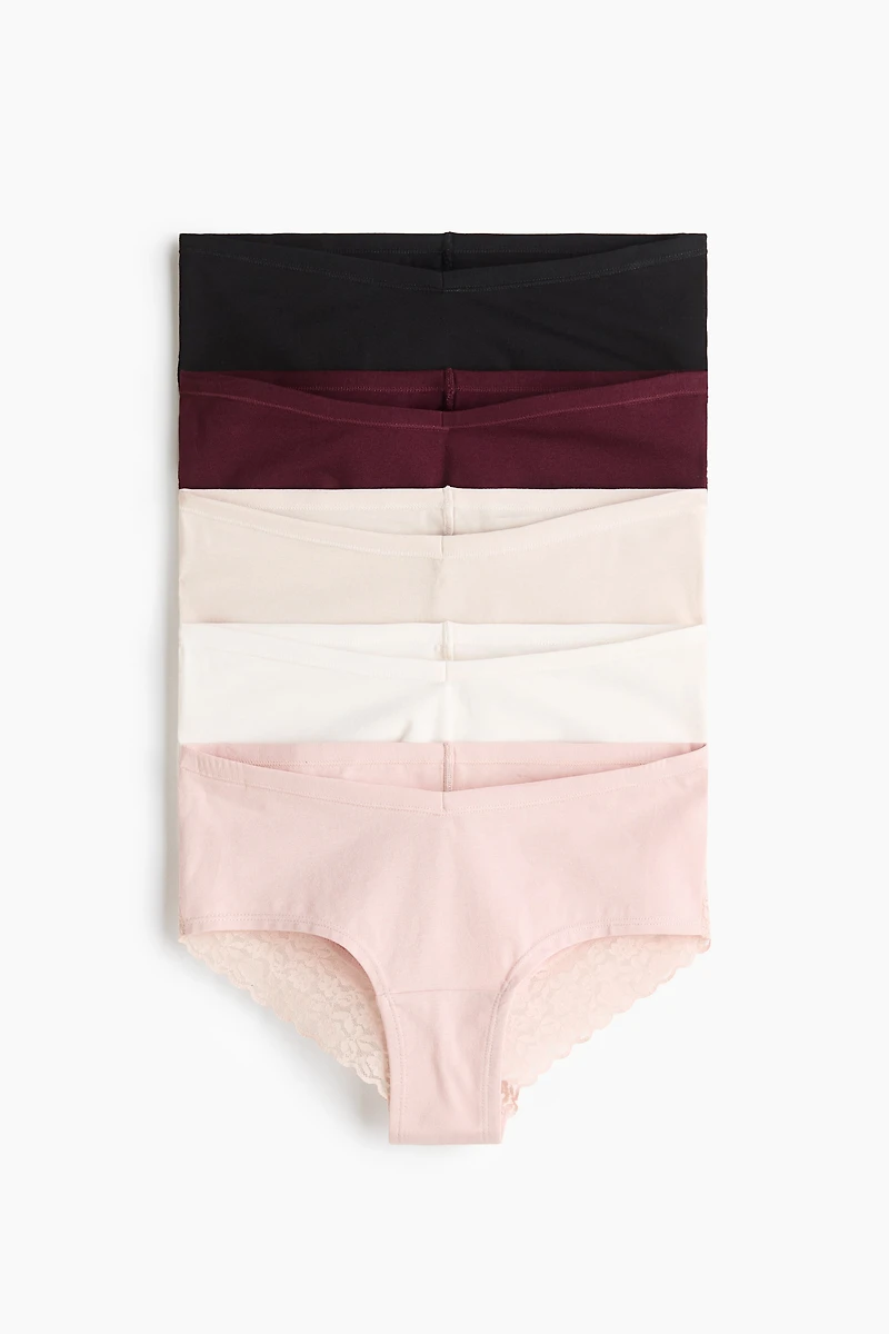 MAMA 5-Pack Lace-Trimmed Cotton Hipster Briefs