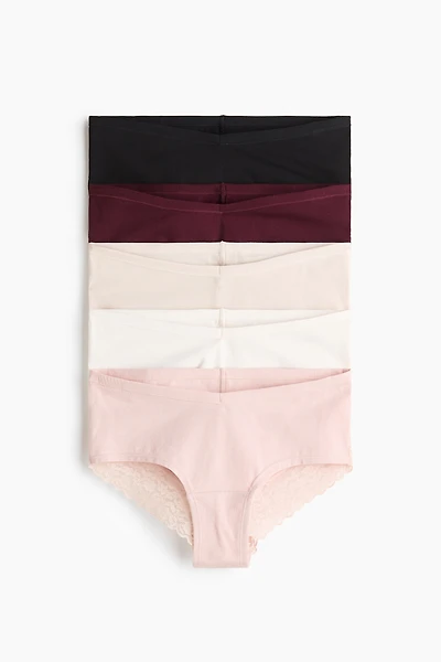 MAMA 5-Pack Lace-Trimmed Cotton Hipster Briefs