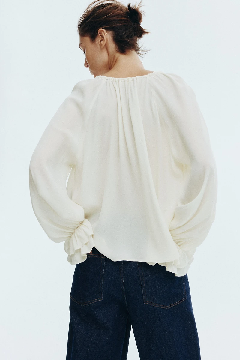 Ruffle-Sleeved Blouse