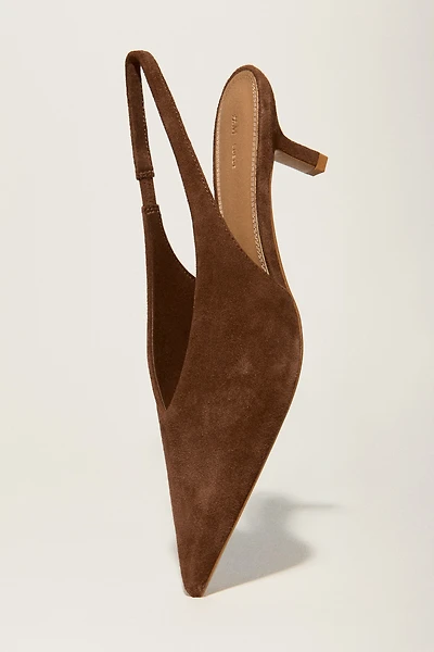 Kitten-Heeled Leather Slingbacks
