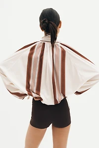 Scarf-Collar Satin Jacket