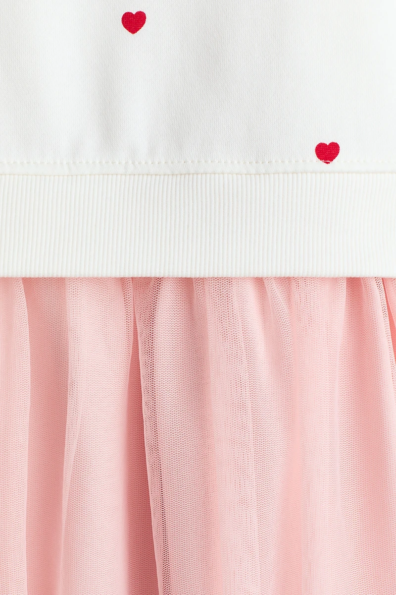 Robe en molleton imprimé avec jupe tulle