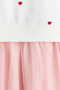 Robe en molleton imprimé avec jupe tulle