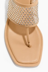 Embellished Kitten-Heeled Sandals