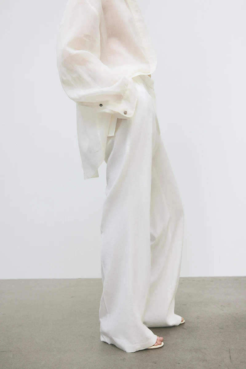 Bootcut Linen-Blend Pants