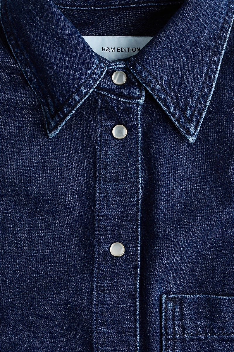 Denim Shirt with Shoulder Pads