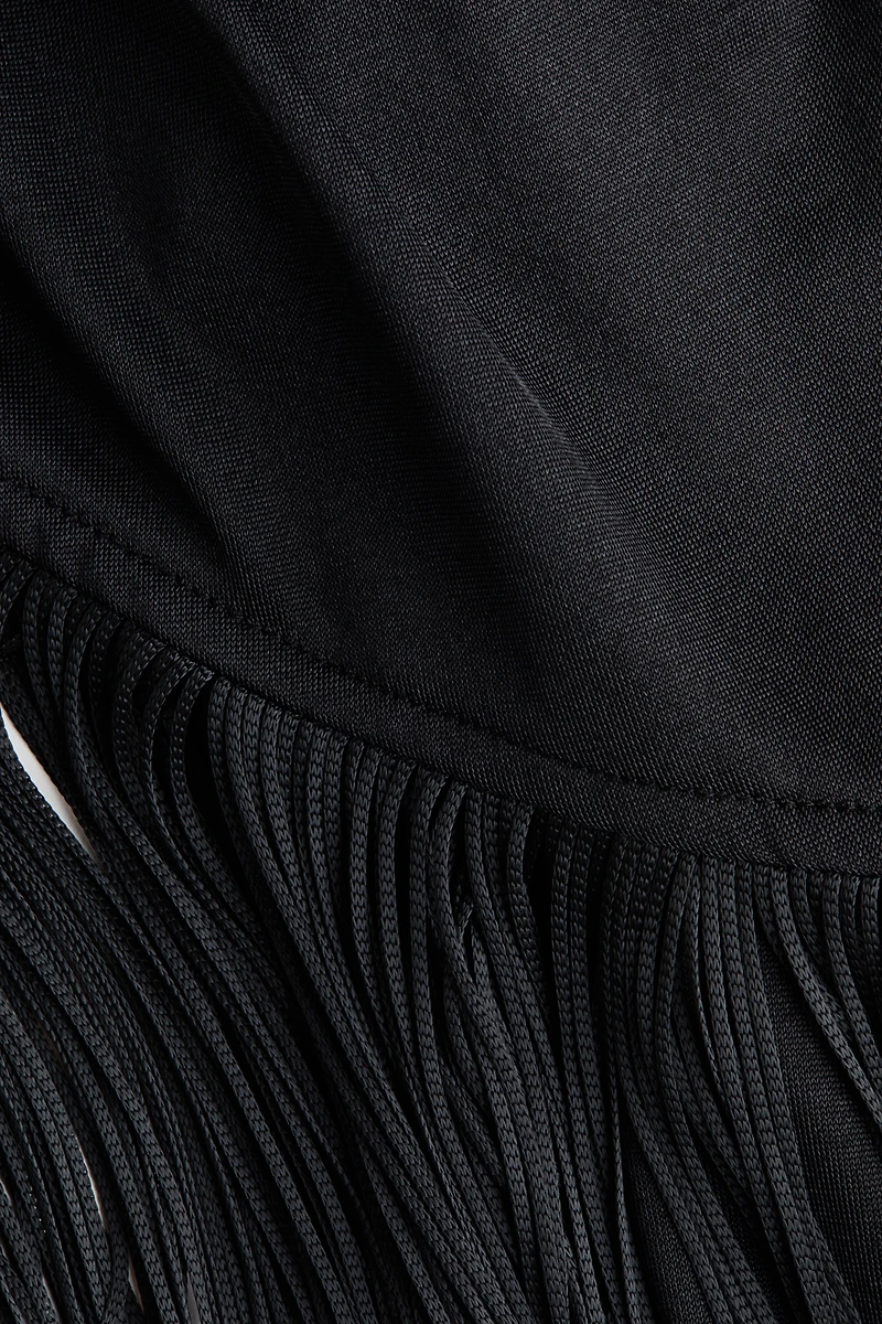 Asymmetric Dress with Fringe