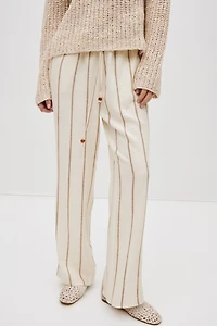 Linen-Blend Drawstring Pants