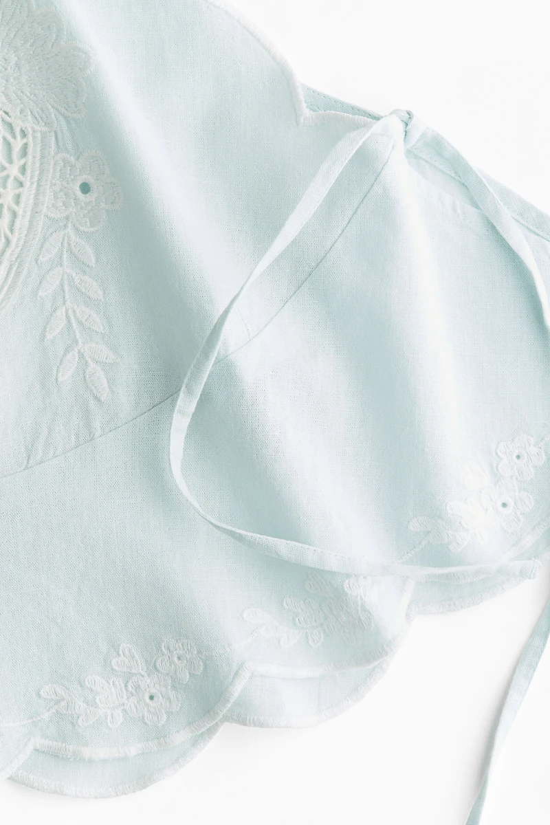 Embroidered Tie-Detail Top