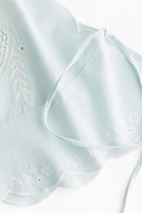 Embroidered Tie-Detail Top