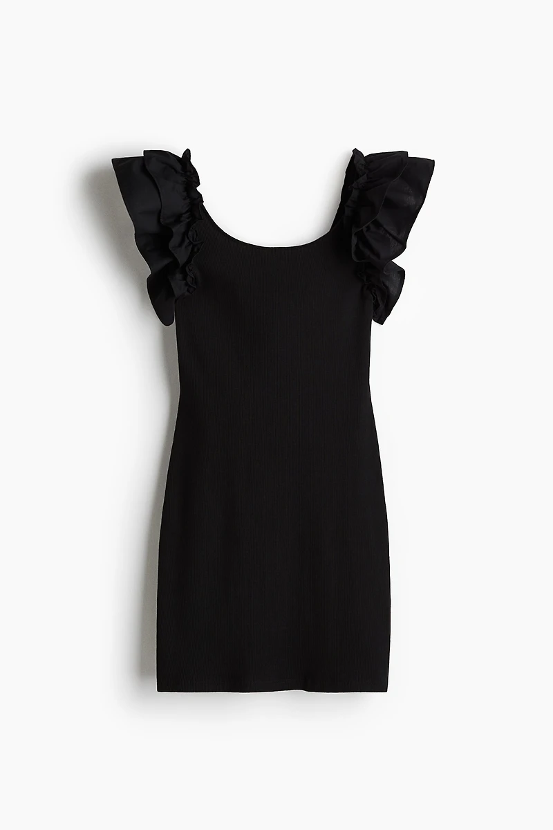 Ruffle-Trimmed Jersey Dress