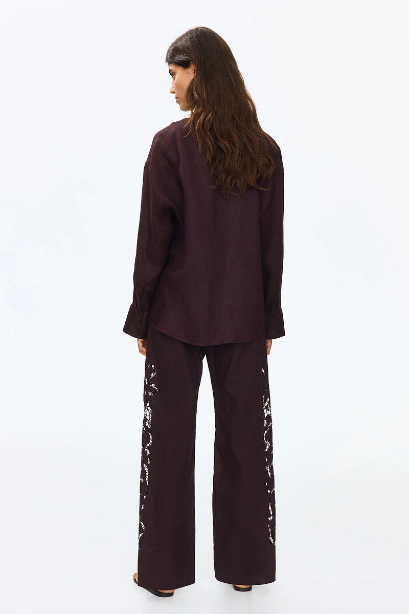 MAMA Pants with Eyelet Embroidery
