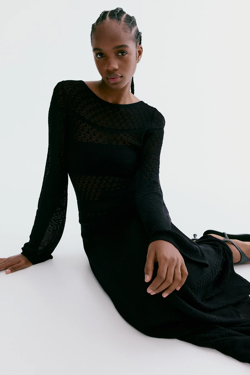 Pointelle-Knit Maxi Dress