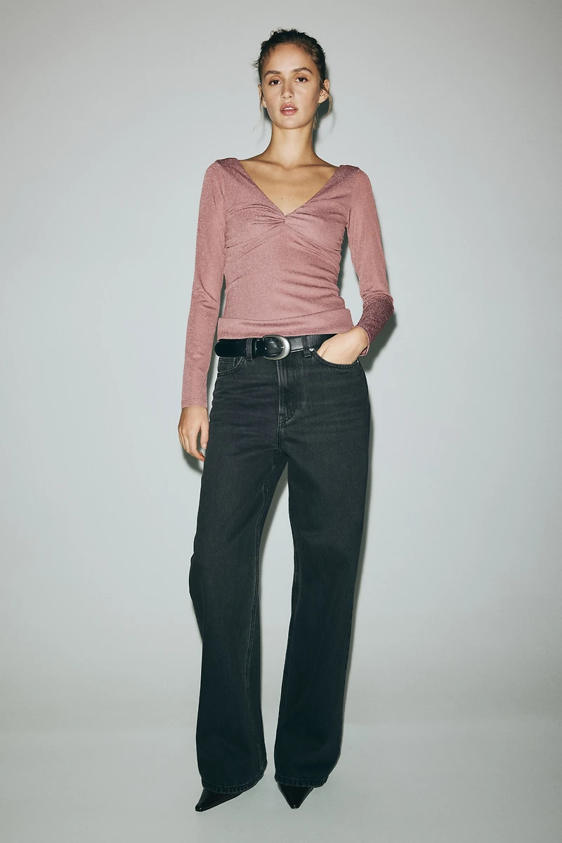 Glittery Twist-Detail Top