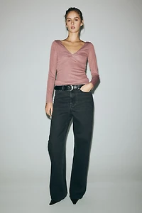 Glittery Twist-Detail Top