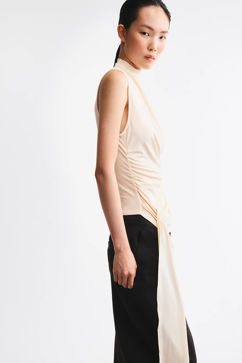 Draped-Panel Jersey Top