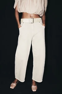 High-Waist Barrel-Leg Ankle Jeans