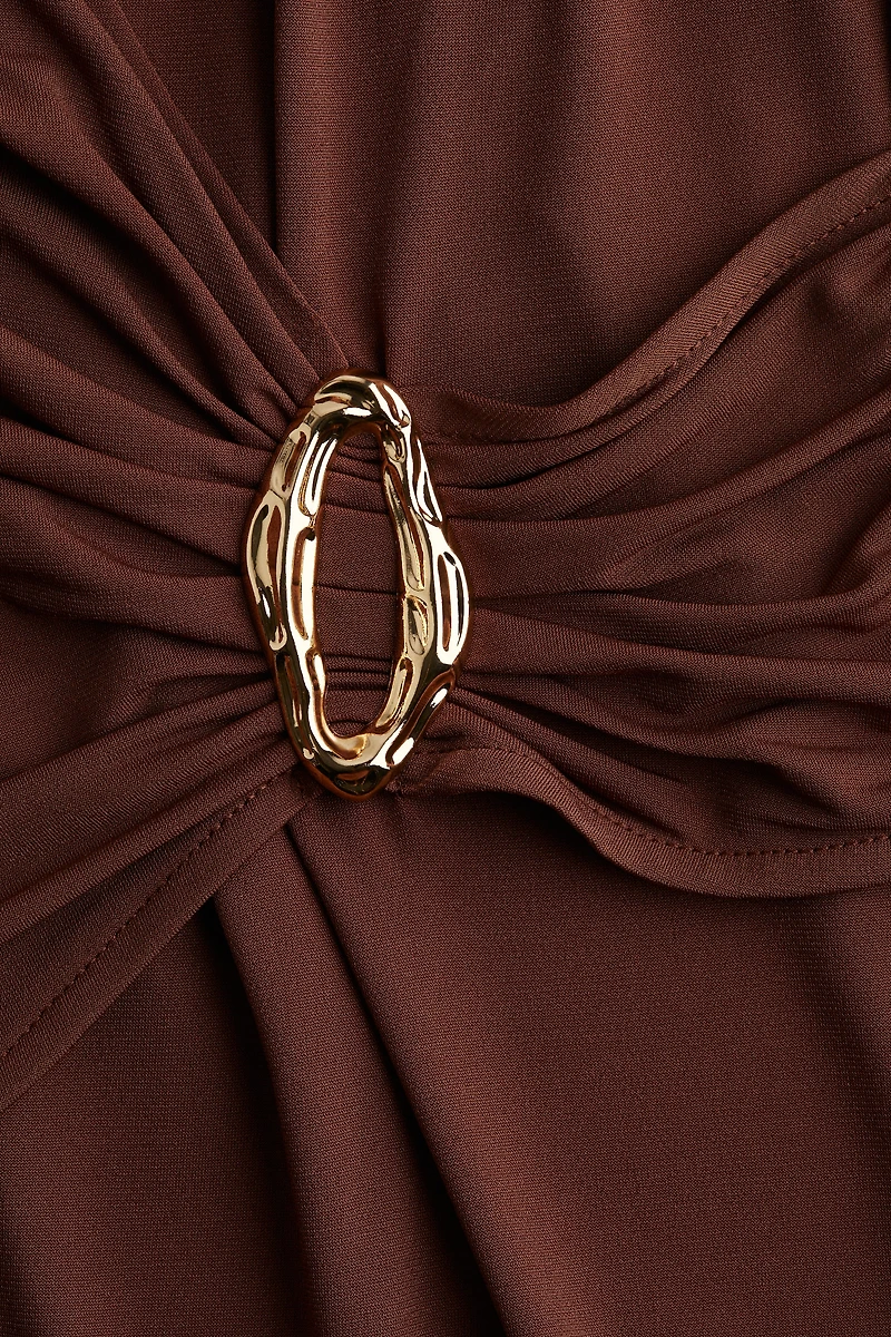 Draped Mock Turtleneck Dress